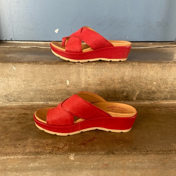 Kork-Ease Baja Sport Red Platform Slide Sandals - Picture 3 of 8